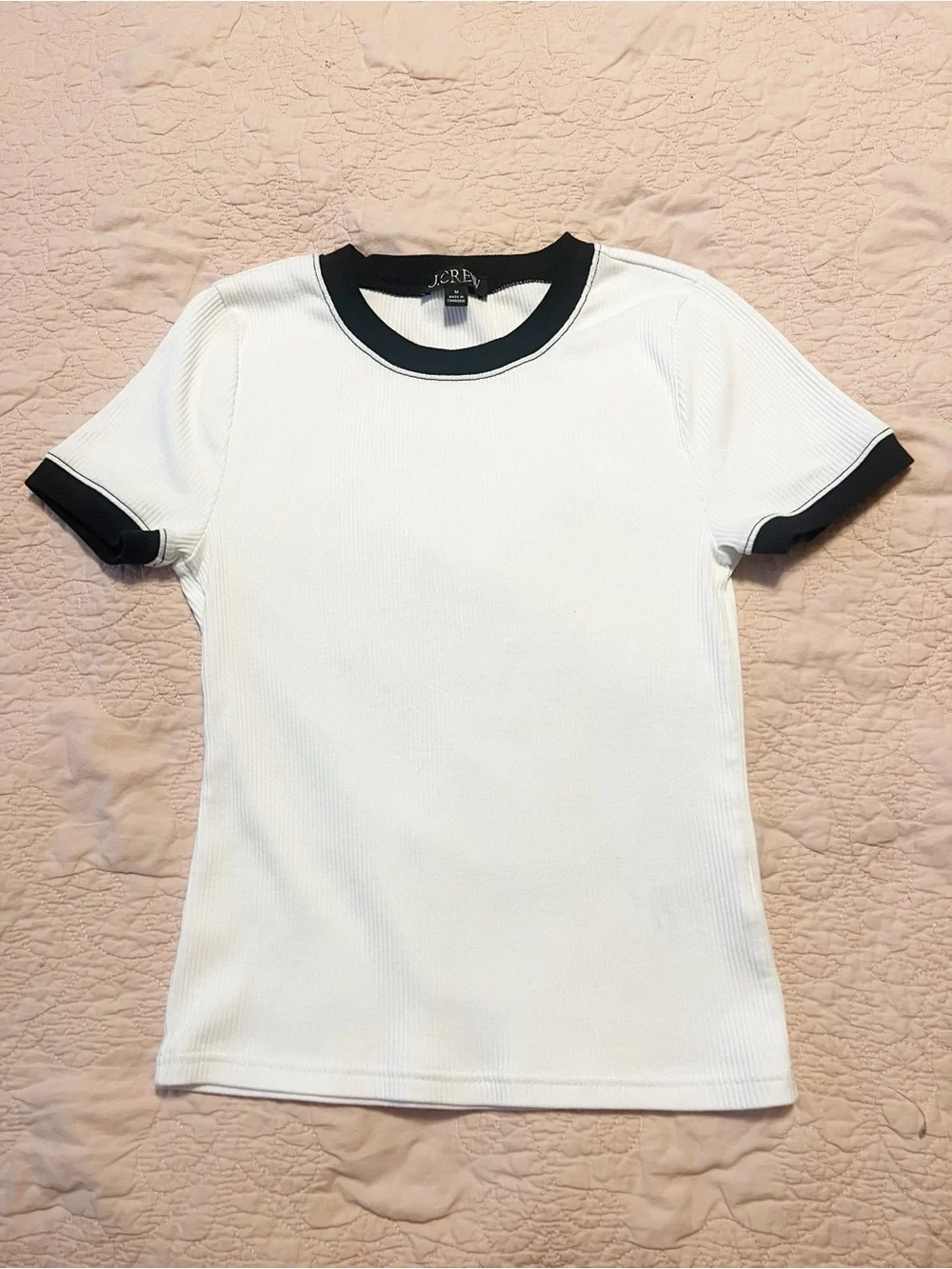 J. Crew Vintage rib shrunken T-shirt with contrast trim M